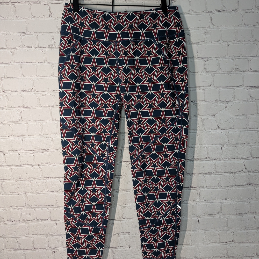Sweaty Betty Star-Patterned Leggings - Navy and Red
